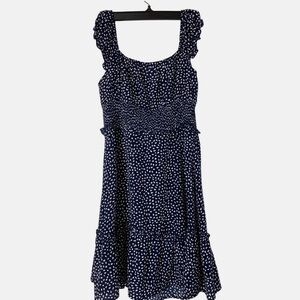 Women’s Skater Fit & Flare Smock Frill Navy Dress